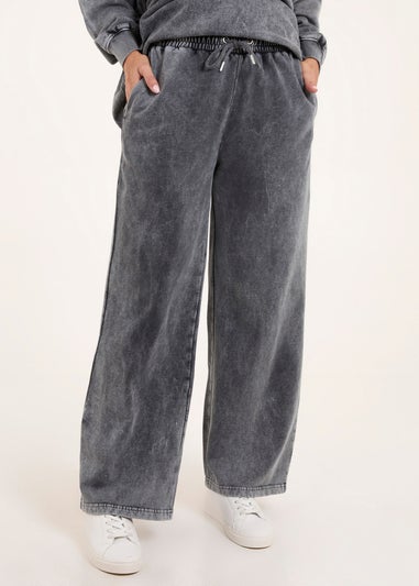 Blue Vanilla Grey Acid Wash Straight Leg Joggers