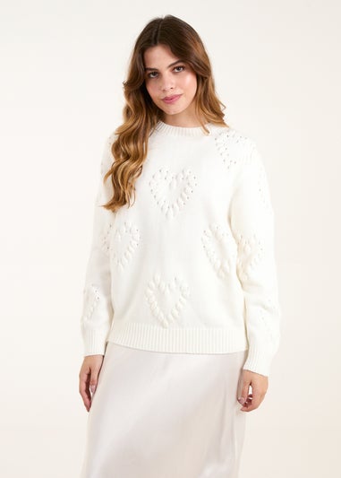 Blue Vanilla Ivory Heart Long Sleeve Jumper