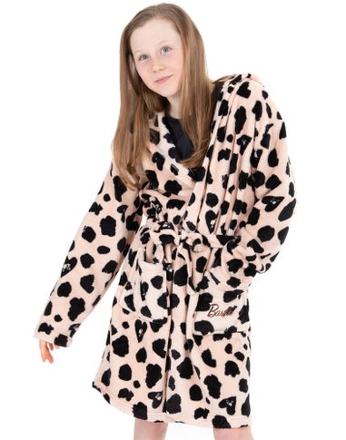 Barbie Girls Beige Leopard Logo Bathrobe (3-12 Years)