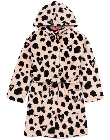 Barbie Girls Beige Leopard Logo Bathrobe (3-12 Years)