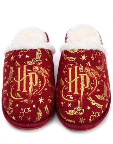 Harry Potter Girls Red Logo Mule Slippers (12 Younger - 5 Older)