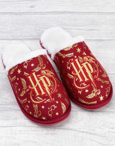 Harry Potter Girls Red Logo Mule Slippers (12-5 UK Child)