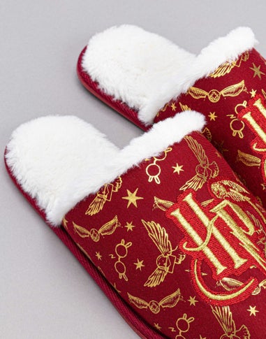 Harry Potter Girls Red Logo Mule Slippers (12-5 UK Child)