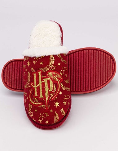 Harry Potter Girls Red Logo Mule Slippers (12-5 UK Child)