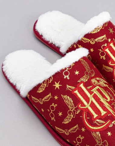 Harry Potter Girls Red Logo Mule Slippers (12 Younger - 5 Older)