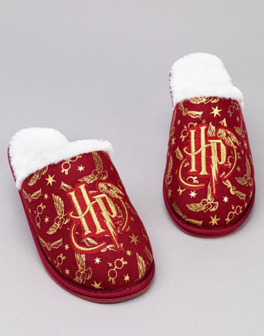 Harry Potter Girls Red Logo Mule Slippers (12 Younger - 5 Older)