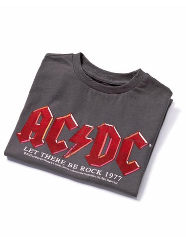 AC/DC Boys Grey Band Distressed Logo T-Shirt (3-12 Years)