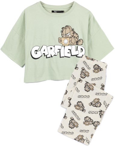 Garfield Green Short Sleeve Long Leg Pyjama Set