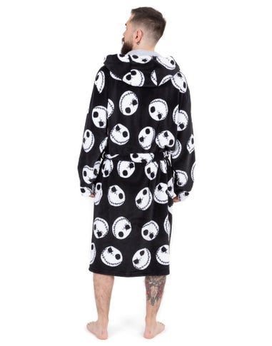 Disney Mens Black Jack Skellington Bathrobe