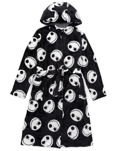 Disney Mens Black Jack Skellington Bathrobe