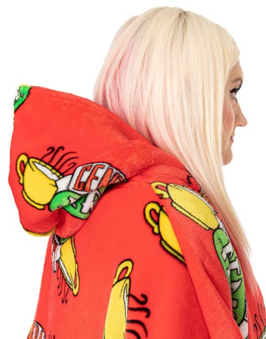 Friends Unisex Red Central Perk Logo Blanket Hoodie