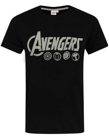 Marvel Mens Black Logo Short Sleeve Long Leg Pyjama Set