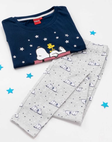 Peanuts Blue Snoopy Short Sleeve Long Leg Pyjama Set