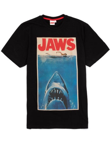 Jaws Mens Black Poster Short Sleeve Long Leg Pyjama Set