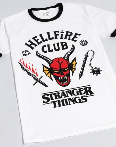 Stranger Things Mens White Hellfire Club Logo T-Shirt