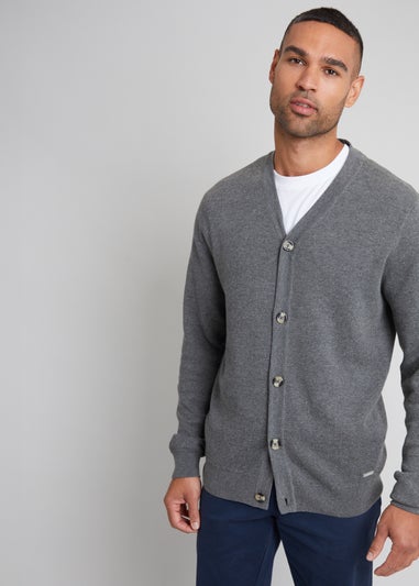 Threadbare Charcoal Cotton Blend Knitted Cardigan