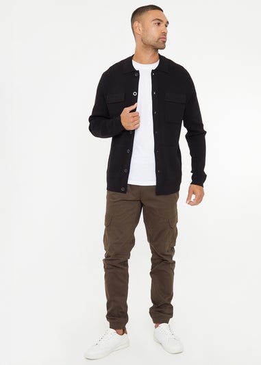 Threadbare Black Long Sleeve Knitted Shirt