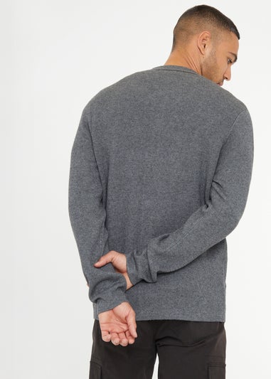 Threadbare Charcoal Long Sleeve Knitted Shirt