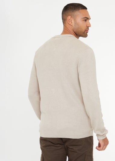 Threadbare Natural Long Sleeve Knitted Shirt