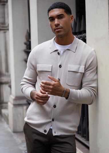 Threadbare Natural Long Sleeve Knitted Shirt