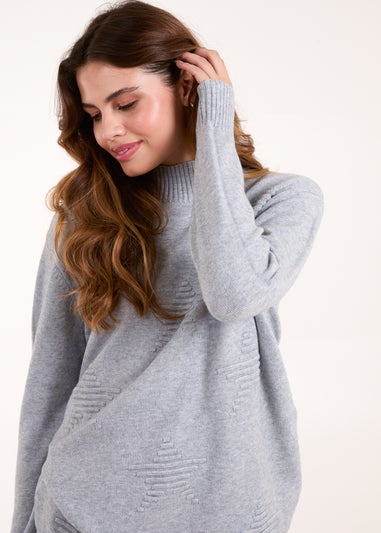 Blue Vanilla Grey High Neck Star Jumper