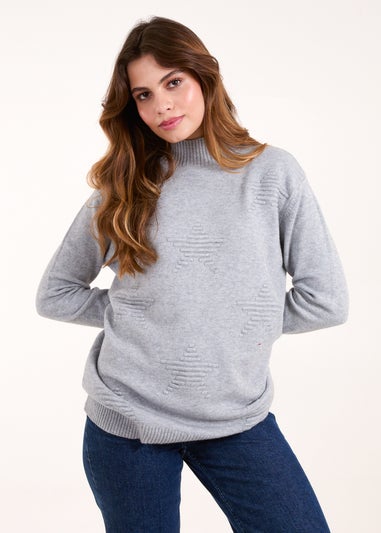 Blue Vanilla Grey High Neck Star Jumper