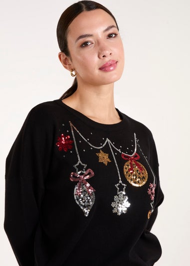 Blue Vanilla Silver Jingle Bell Bauble Christmas Jumper