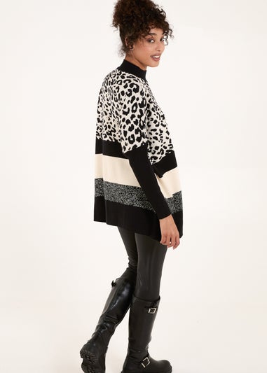 Blue Vanilla Black Mix Animal Print Jumper