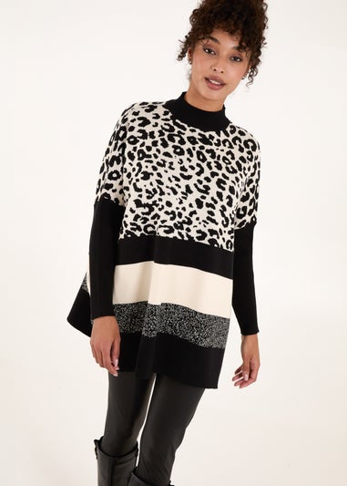 Blue Vanilla Black Mix Animal Print Jumper