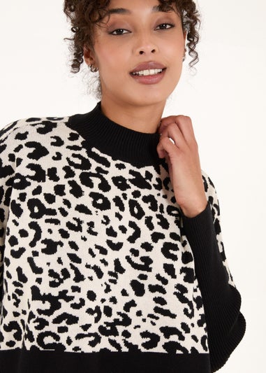 Blue Vanilla Black Mix Animal Print Jumper