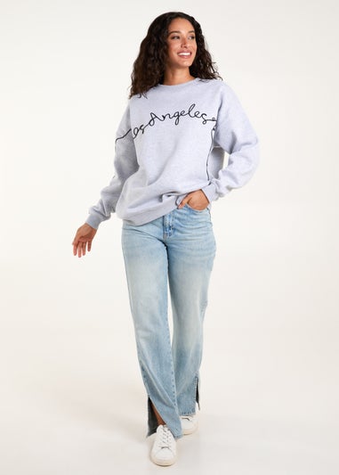 Blue Vanilla Light Grey Los Angeles Slogan Sweatshirt