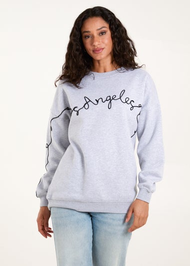 Blue Vanilla Light Grey Los Angeles Slogan Sweatshirt