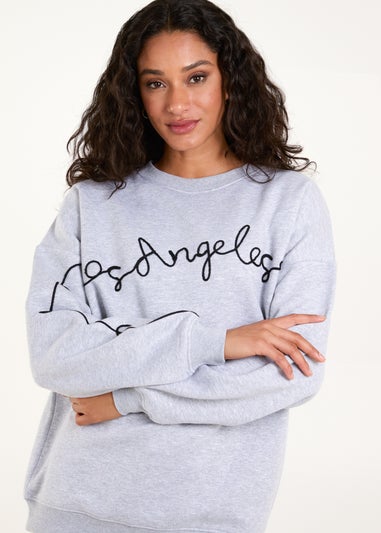 Blue Vanilla Light Grey Los Angeles Slogan Sweatshirt