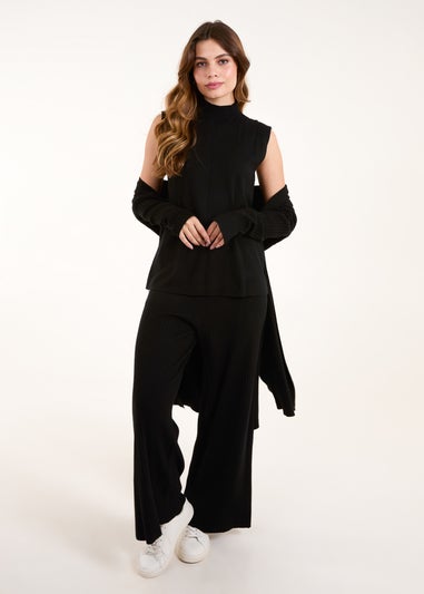 Blue Vanilla Black Cardigan Trousers Set (3 Pcs)