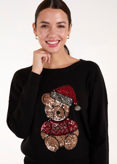 Blue Vanilla Black Teddy Bear Christmas Jumper