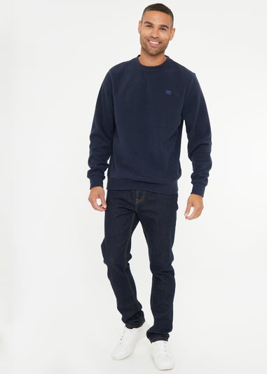 Threadbare Navy Microfleece Crew Neck Sweatshirt