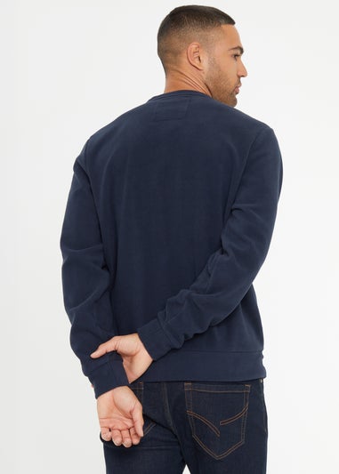 Threadbare Navy Microfleece Crew Neck Sweatshirt