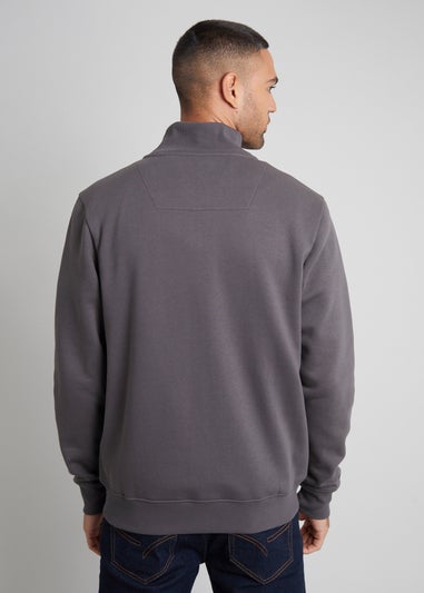 Threadbare Dark Grey Funnel Neck Zip Through Sweatshirt