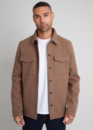 Threadbare Brown Faux Wool Shacket