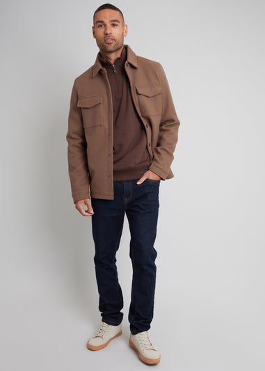 Threadbare Brown Faux Wool Shacket