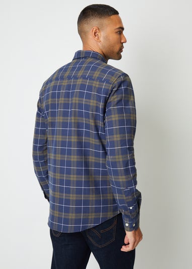 Threadbare Navy Cotton Long Sleeve Check Shirt