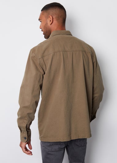 Threadbare Khaki Cotton Twill Button Up Shacket