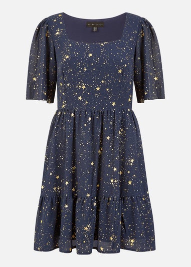 Mela Navy Star Print Skater Dress