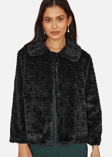 Mela Black Faux Fur Short Jacket