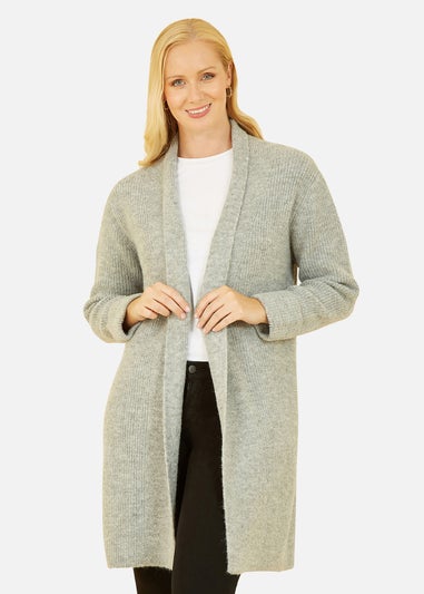 Yumi Grey Knitted Long Cardigan