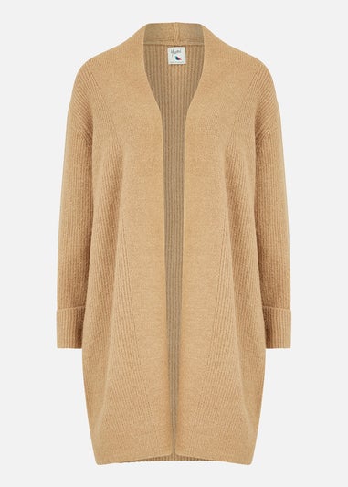 Yumi Camel Knitted Long Cardigan