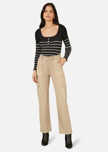 Yumi Stone Stretch Cargo Canvas Stretch Pants