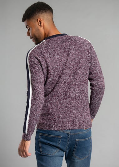 Tokyo Laundry Burgundy Crew Neck Jumper with Contrast Sleeve