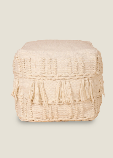 Kaikoo Cream Fringe Cube Knotted