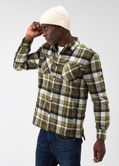 Regatta Dark Khaki Check Thamos Long Sleeved Checked Shirt